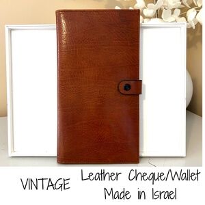 Vintage Leather Chequebook Wallet Made in Israel